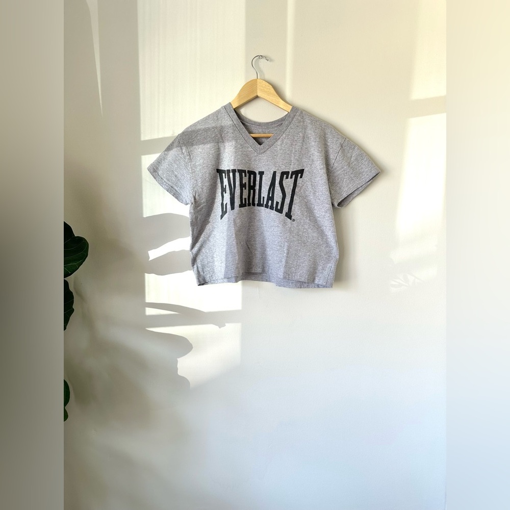 Vintage 80s 90s Everlast Boxy Muscle Shirt Bodybuilding Fitness Cropped Workout